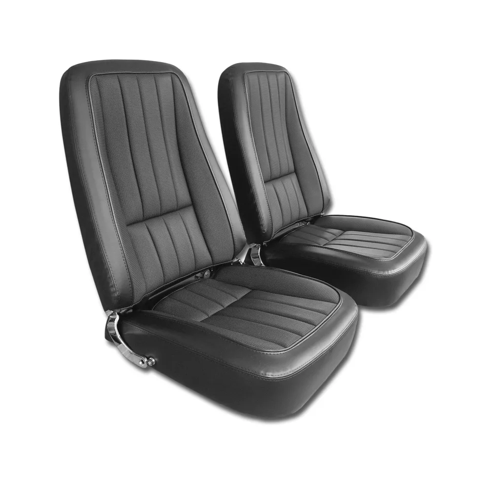 1968-1969 Corvette C3 Interior Package - OE Leather Covers, Foam, Deluxe Door Panels - Black