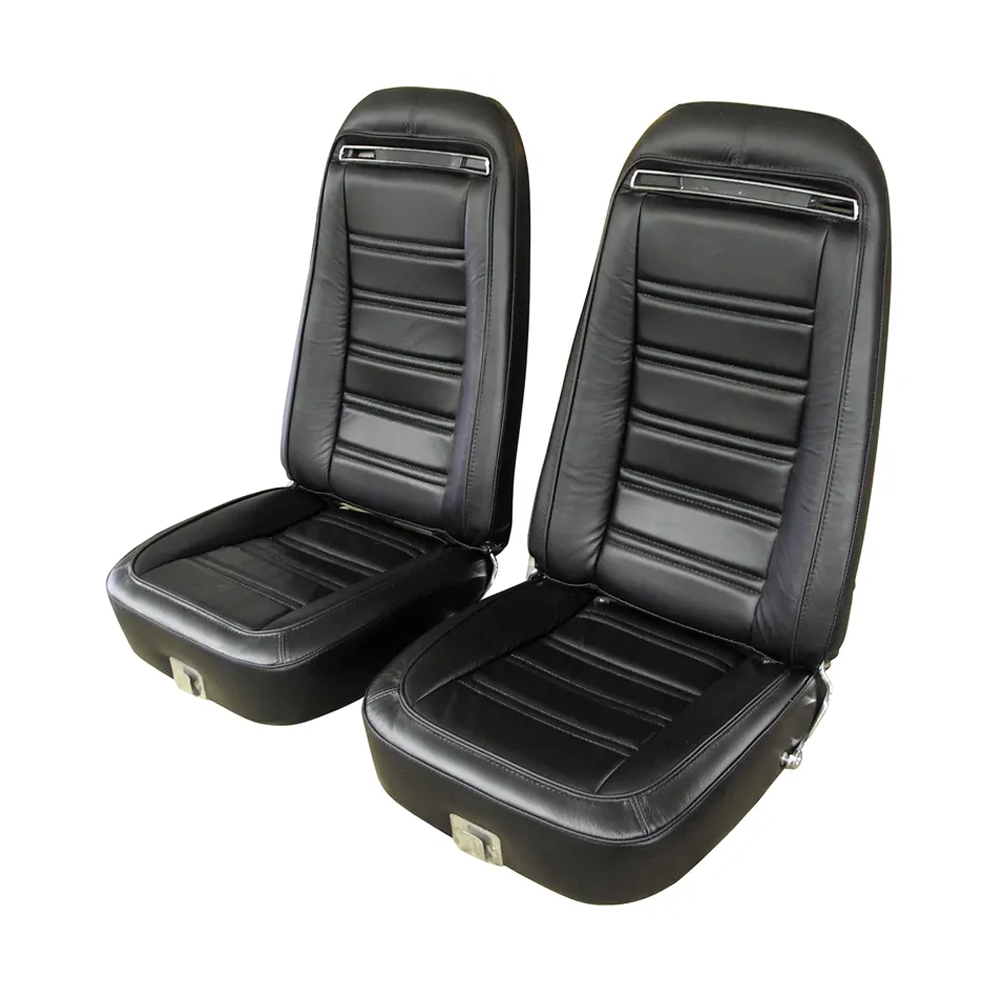 1972-1974 Corvette C3 Interior Package - Full Leather Covers, Foam, Deluxe Door Panels - Black