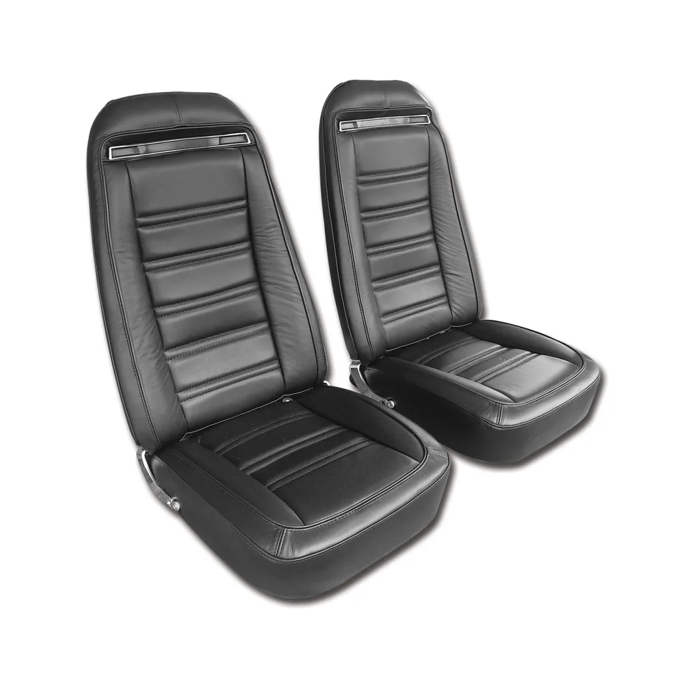 C3 1975 Corvette Interior Package - Full Leather Covers, Foam, Deluxe Door Panels - Black