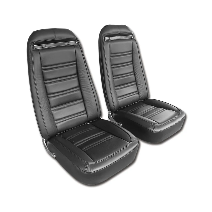 C3 1975 Corvette Interior Package - Full Leather Covers, Foam, Deluxe Door Panels - Black