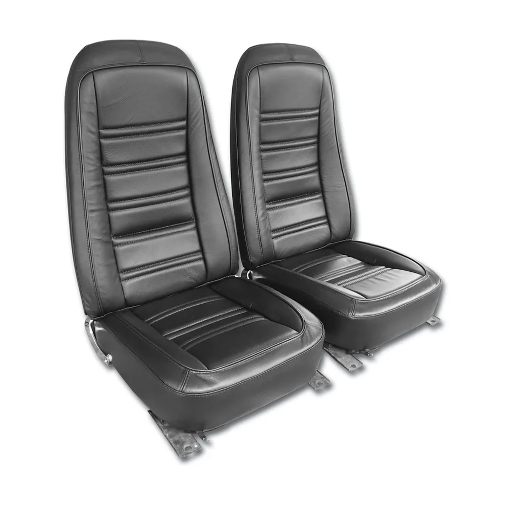 1978 Corvette C3 Interior Package - OE Leather Covers, Foam, Deluxe Door Panels - Black