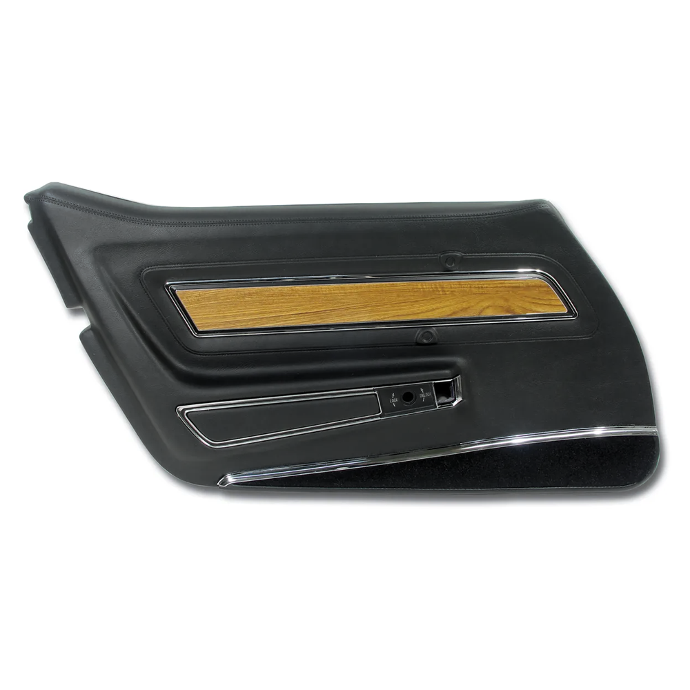 1976 Corvette C3 Interior Package - OE Leather Covers, Foam, Deluxe Door Panels - Black W/Teak