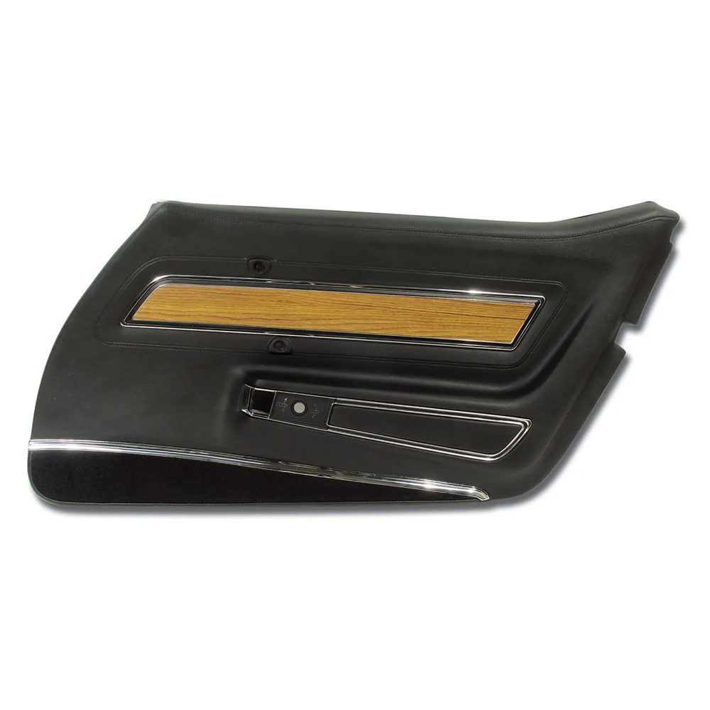 1976 Corvette C3 Interior Package - OE Leather Covers, Foam, Deluxe Door Panels - Black W/Teak