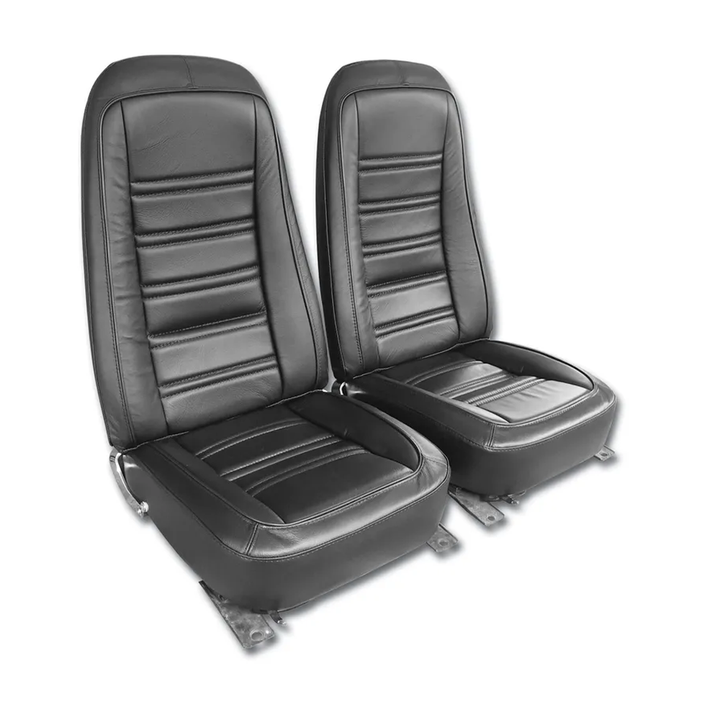 1976 Corvette C3 Interior Package - OE Leather Covers, Foam, Deluxe Door Panels - Black W/Walnut