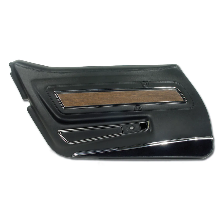 1976 Corvette C3 Interior Package - OE Leather Covers, Foam, Deluxe Door Panels - Black W/Walnut