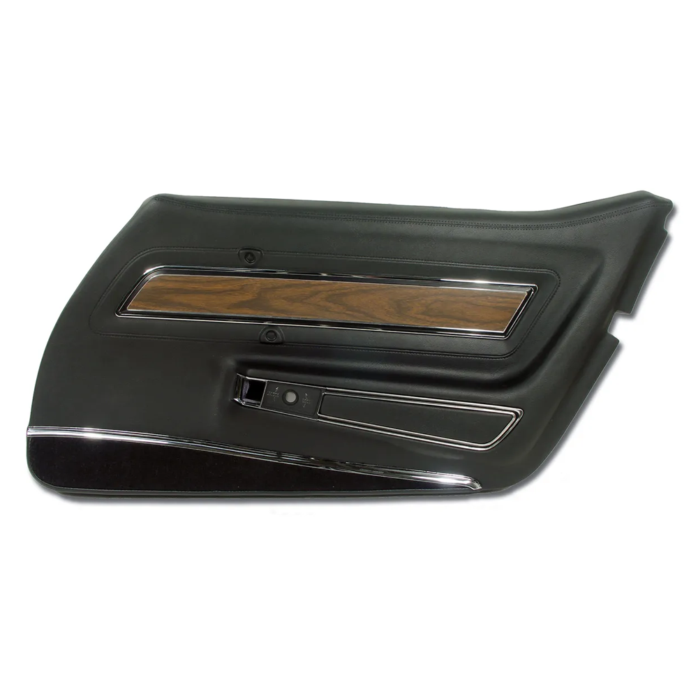 1976 Corvette C3 Interior Package - OE Leather Covers, Foam, Deluxe Door Panels - Black W/Walnut