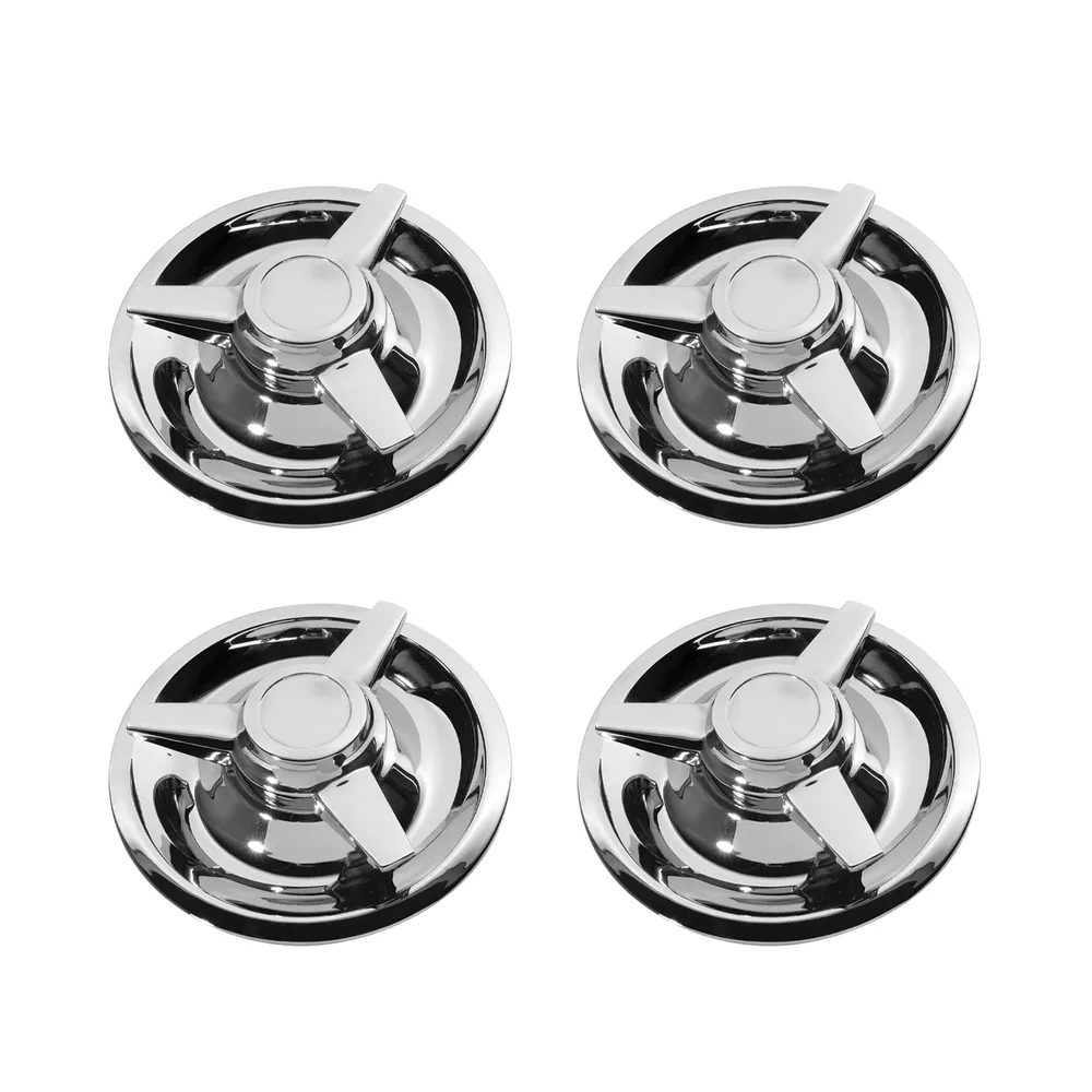 1968-1982 Corvette C3 Spinner Caps - 3-Bar Straight Chrome - Full Car Set