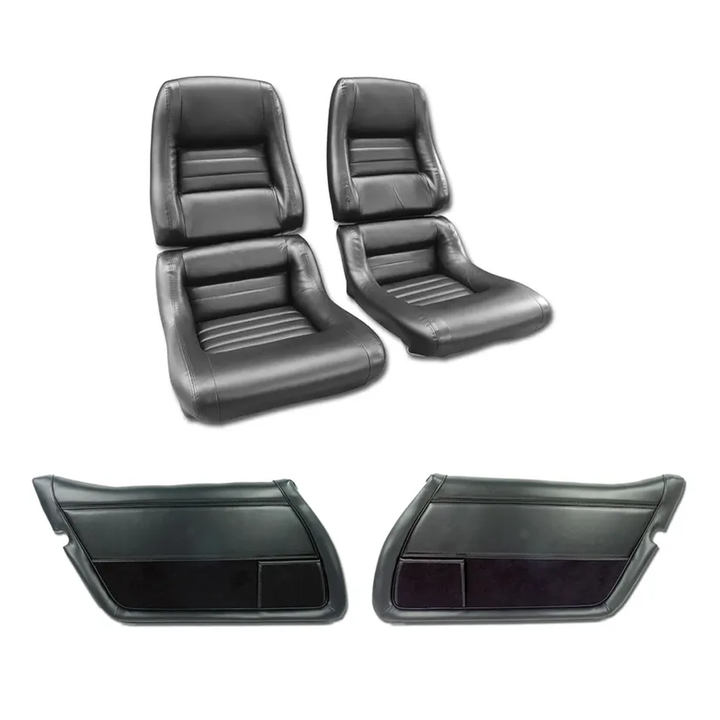 C3 1979-1981 Corvette Interior Package - Mounted Leather Like Vinyl Seats - Black