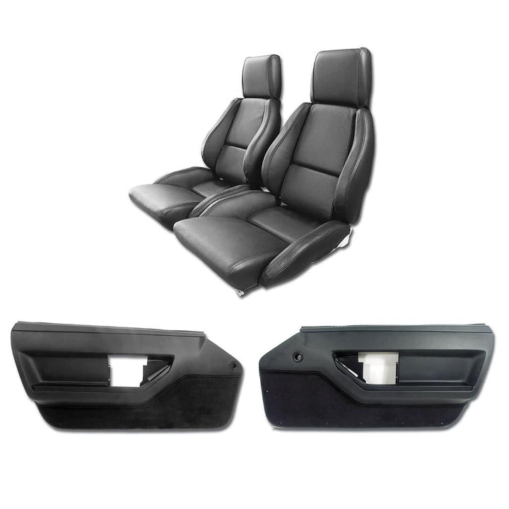 1984-1988 Corvette C4 Interior Package - Mounted Standard Leather Seats - Black W/Perforated Inserts
