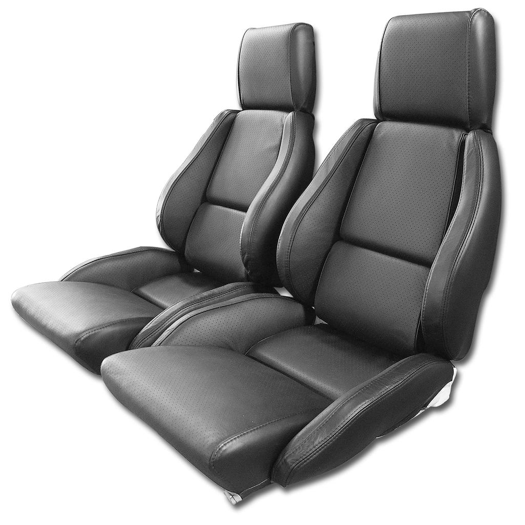 1984-1988 Corvette C4 Interior Package - Mounted Standard Leather Seats - Black W/Perforated Inserts