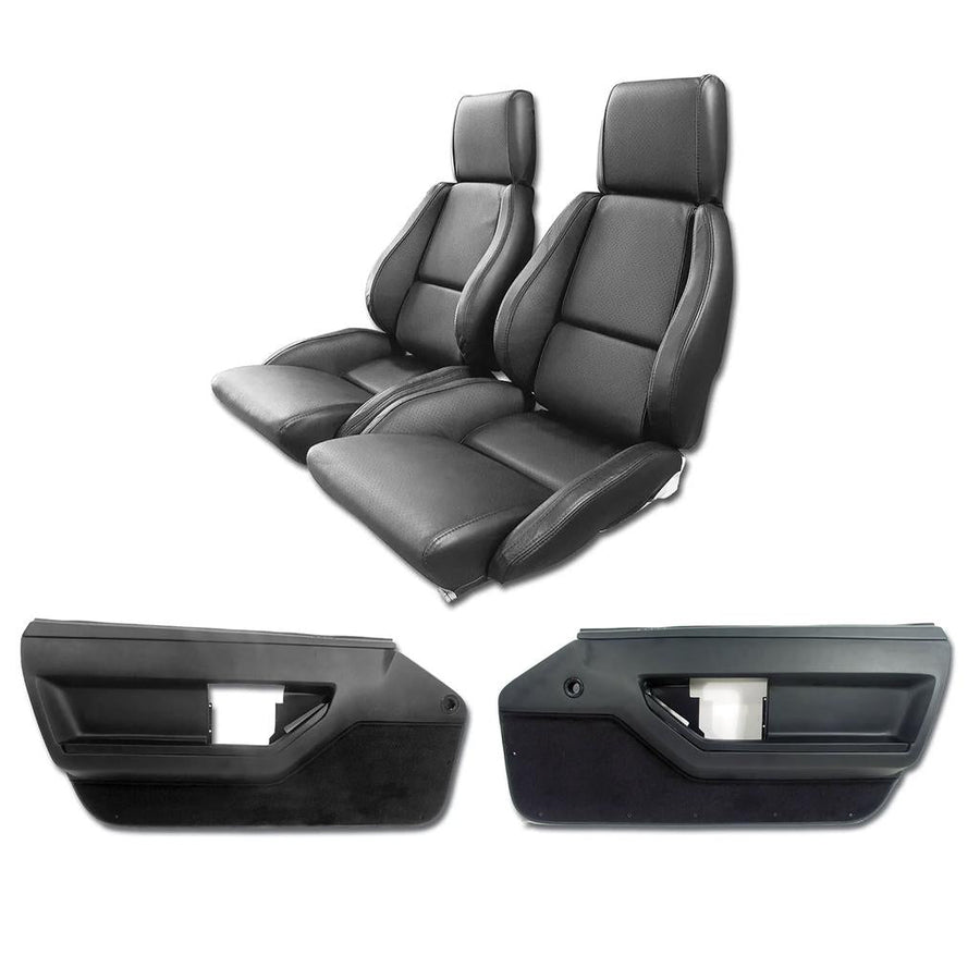 1986-1988 Corvette C4 Interior Package - Mounted Standard Leather Seats - Black W/Perforated Inserts