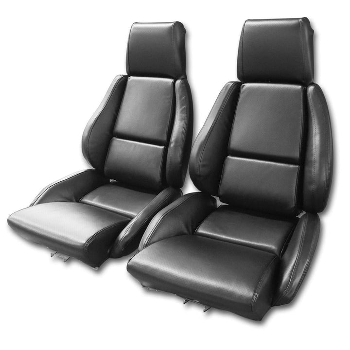 1986-1988 Corvette C4 Interior Package - Mounted Standard Leather Like Seats - Black W/Perforated Inserts