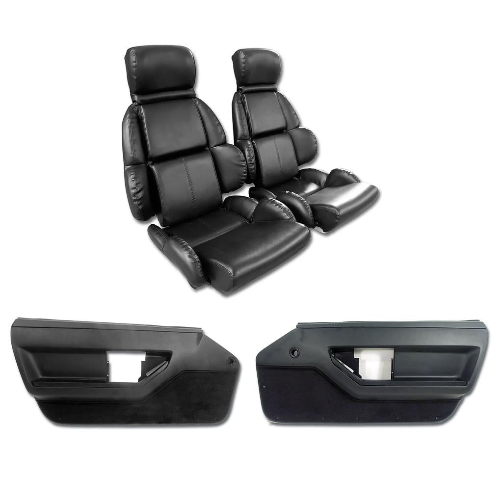 1989 Corvette C4 Interior Package - Mounted Std Leather Like Vinyl Seats - Black - Convertible
