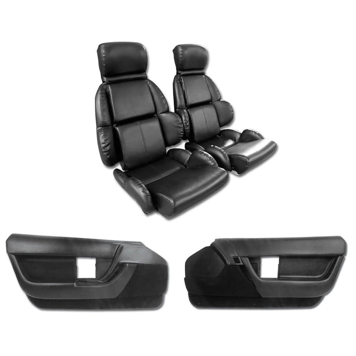 1990-1992 Corvette C4 Interior Package - Mounted Standard Leather Like Seats - Black