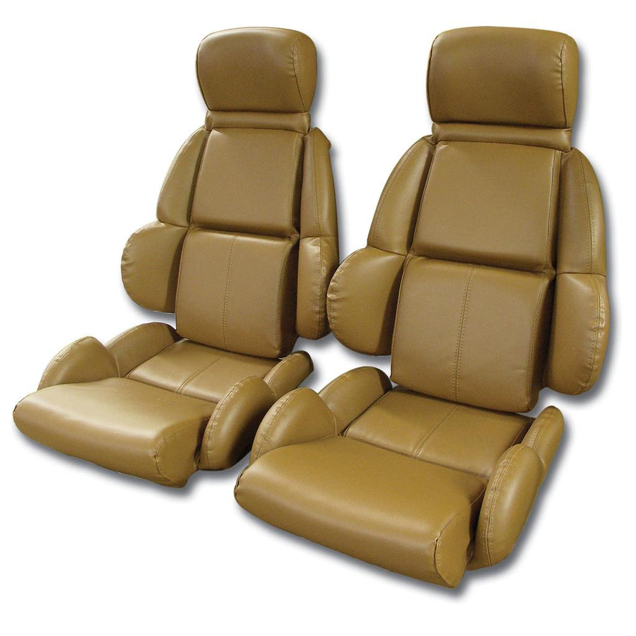 1989-1991 Corvette C4 Mounted "Leather-Like" Vinyl Seat Covers, Saddle Standard