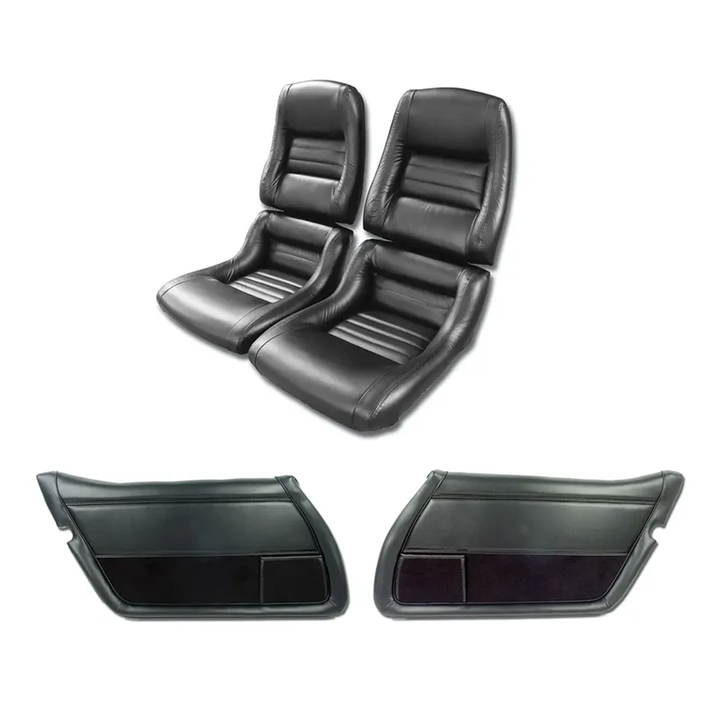 C3 1979-1981 Corvette Interior Package - Mounted Leather Like Vinyl Seats - Black