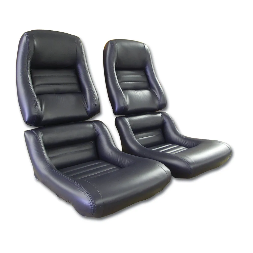 C3 1982 Corvette Mounted Leather Seat Covers Leather-Vinyl-Original - 4-inch Bolster