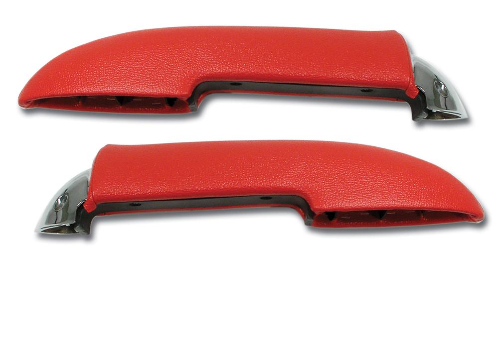 C1 1958-1958 Chevrolet Corvette Armrest Assemblies W/Chrome Ends - Red