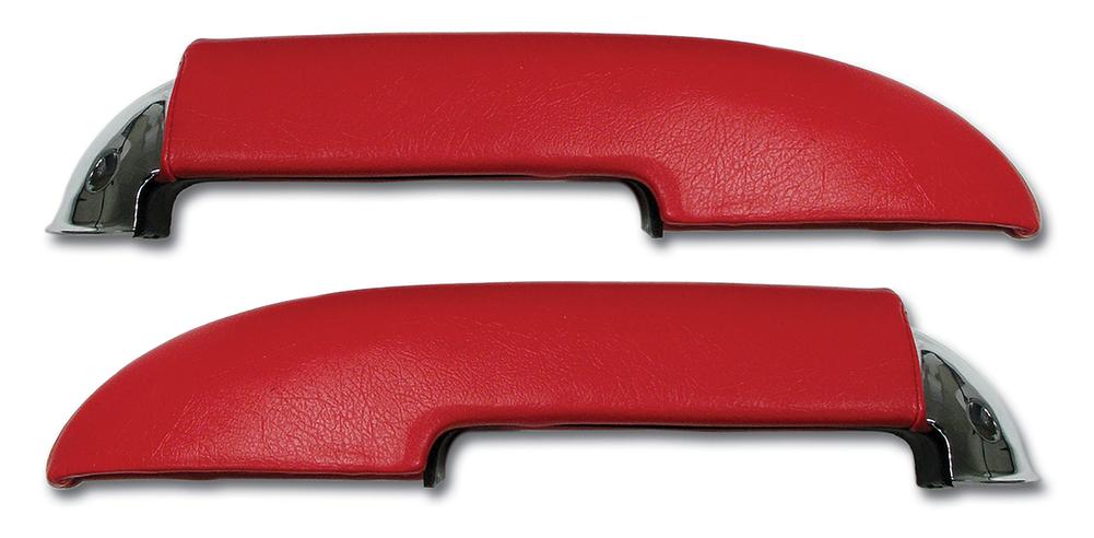 C1 1959-1961 Chevrolet Corvette Armrest Assemblies W/Chrome Ends - W/Chrome End Red