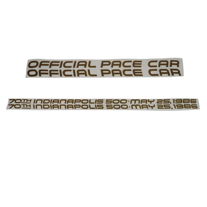 1986 Corvette C4 Body Stripe Decal Kit, Pace Car - Gold Letters - W/70th Indy Logo