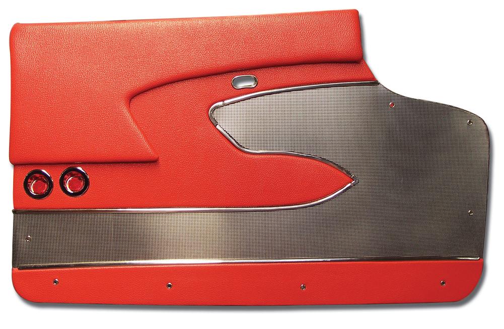C1 1958-1958 Chevrolet Corvette Door Panels. Red Deluxe Metal Support