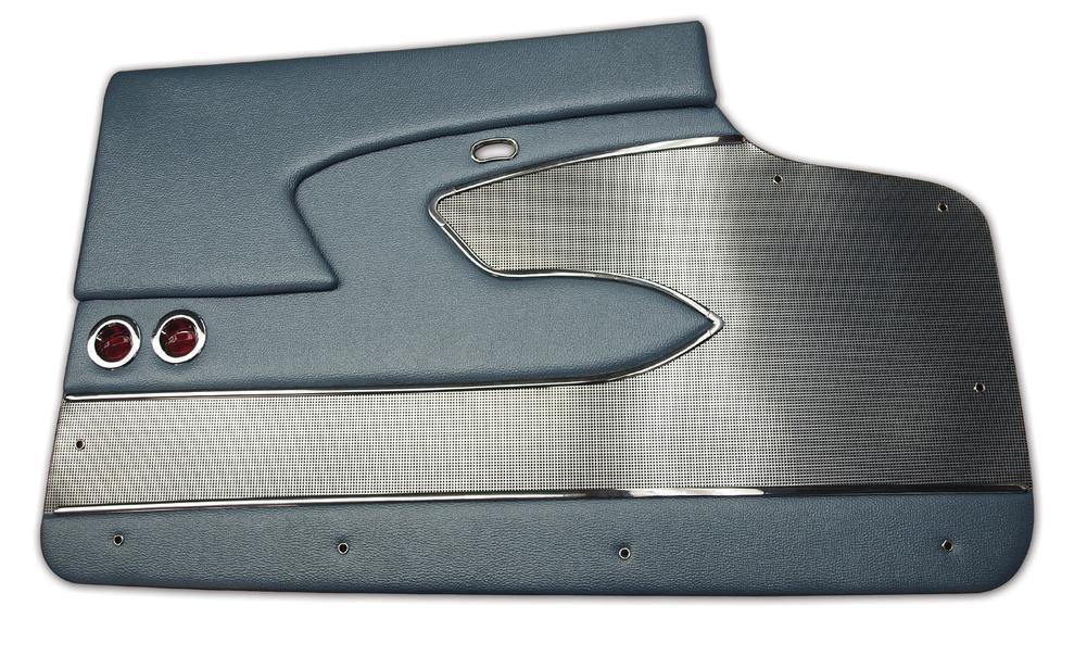 C1 1958-1958 Chevrolet Corvette Door Panels. Blue Deluxe Metal Support