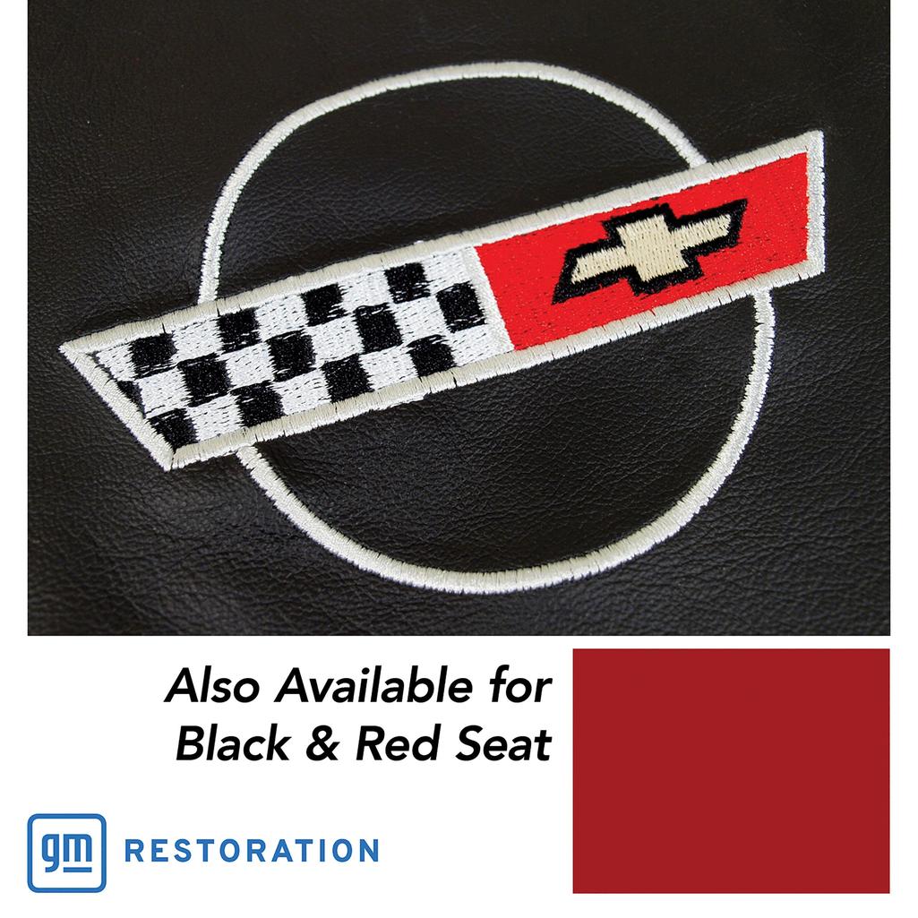 1986-1988 Corvette C4 Embroidered Custom 100% Leather Standard Seat Covers - Black & Red