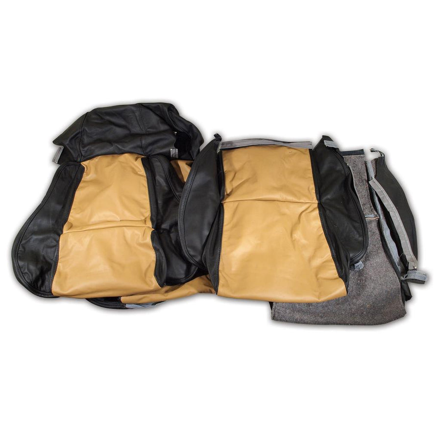 1984-1987 Corvette C4 Custom 100% Leather Standard Seat Covers - Black & Saddle