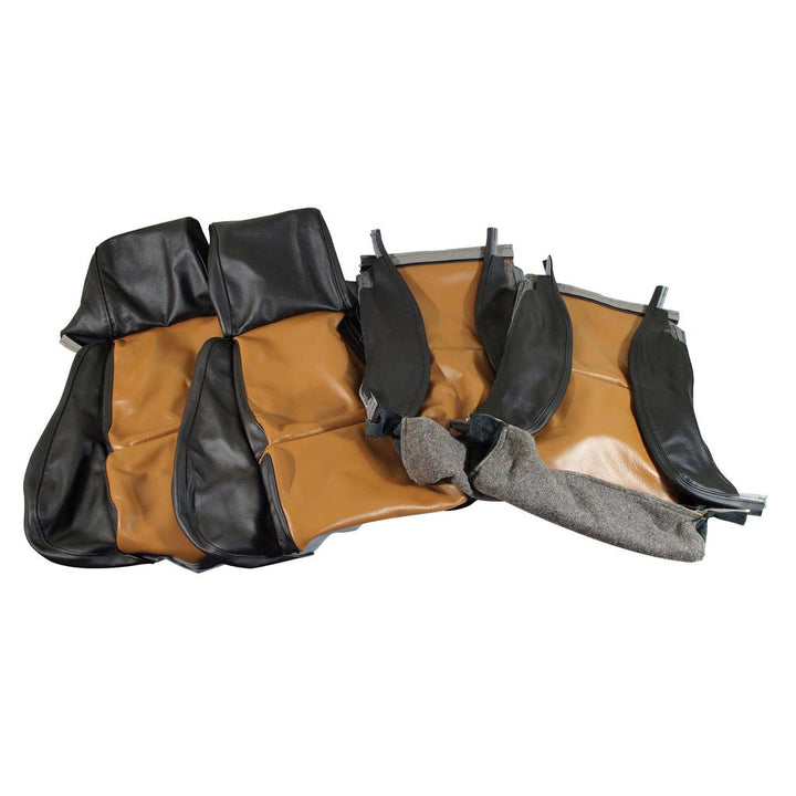 1988 Corvette C4 Custom 100% Leather Standard Seat Covers - Black & Saddle
