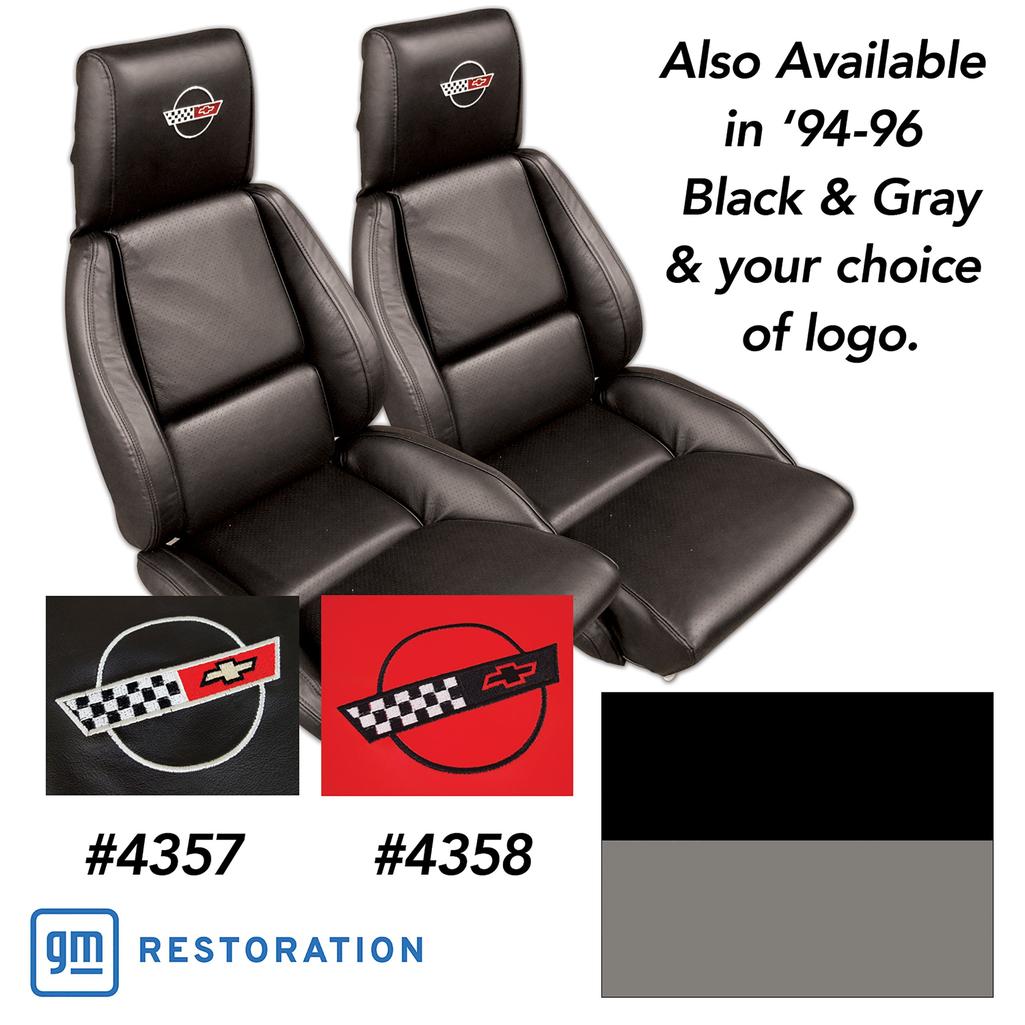 Embroidered Custom Leather Seat Covers - Black & Gray