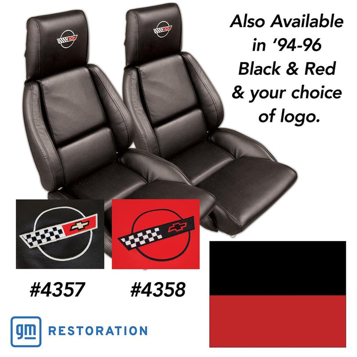 Embroidered Custom Leather Seat Covers - Black & Torch Red