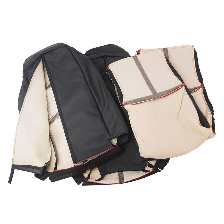 Embroidered Custom Leather Seat Covers - Black & Torch Red detail