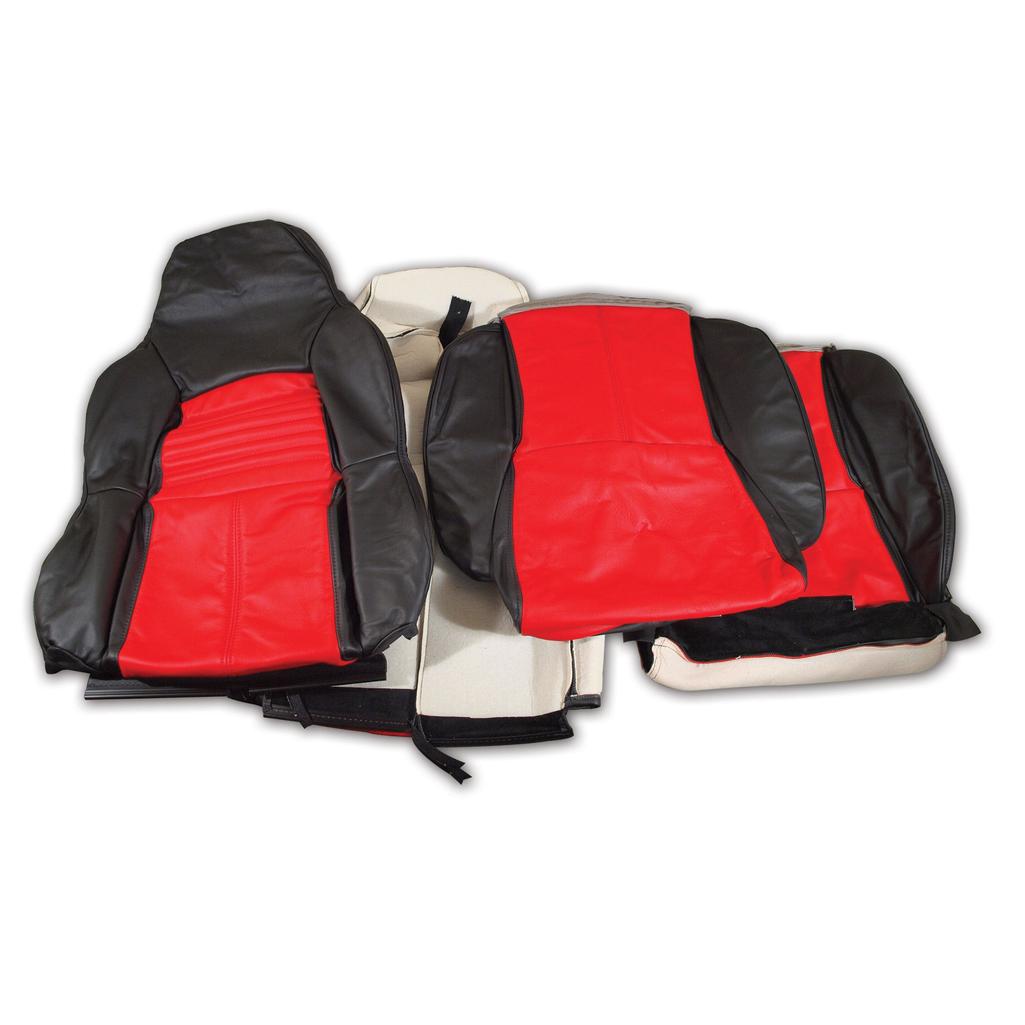 Custom Leather Standard Seat Covers - Black & Torch Red