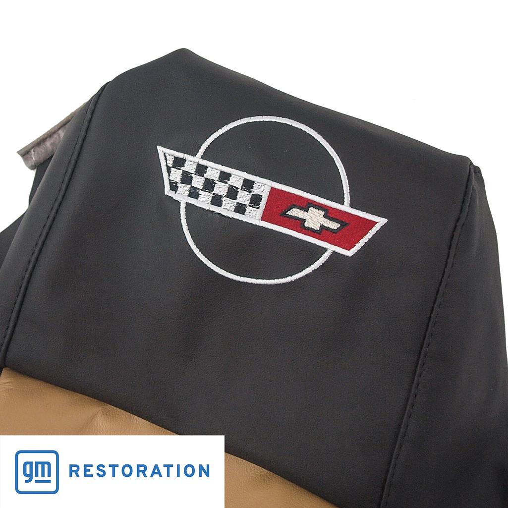 1984-1987 Corvette C4 Embroidered Custom 100% Leather Seat Covers Sport - Black & Sadd
