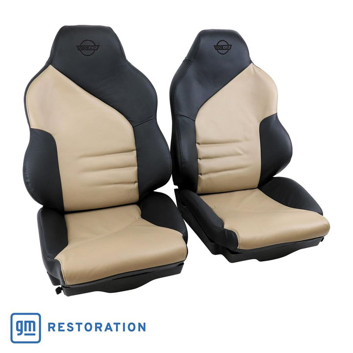 Custom Leather Sport Seat Covers - Black & Beige detail