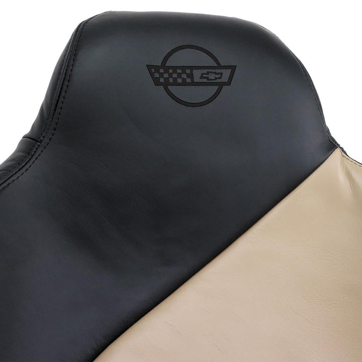 Custom Leather Sport Seat Covers - Black & Beige detail