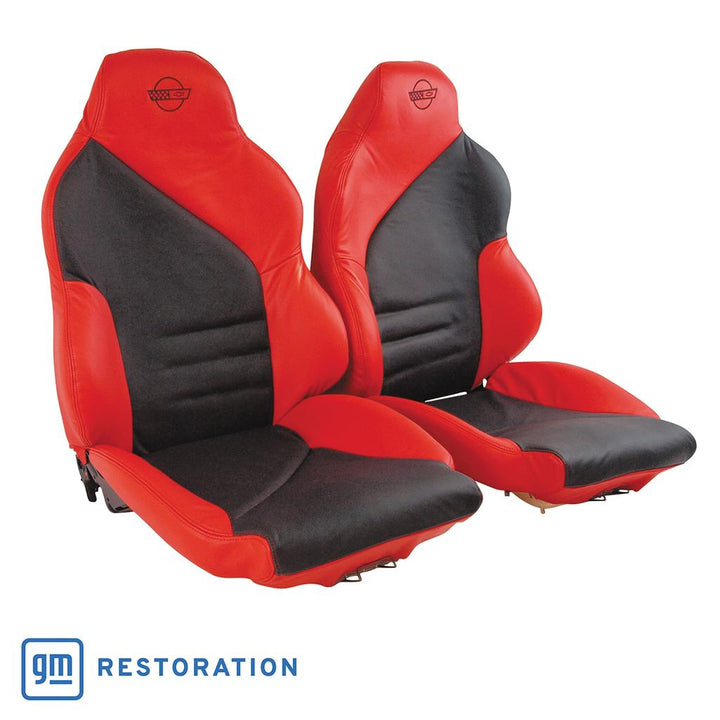 Custom Leather Sport Seat Covers - Black & Torch Red detail
