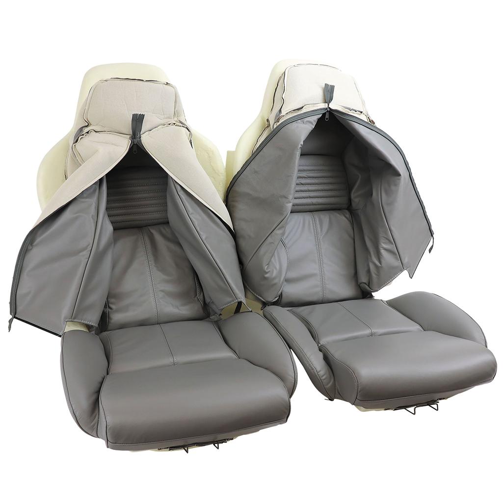 Mounted Leather Seat Covers - Gray