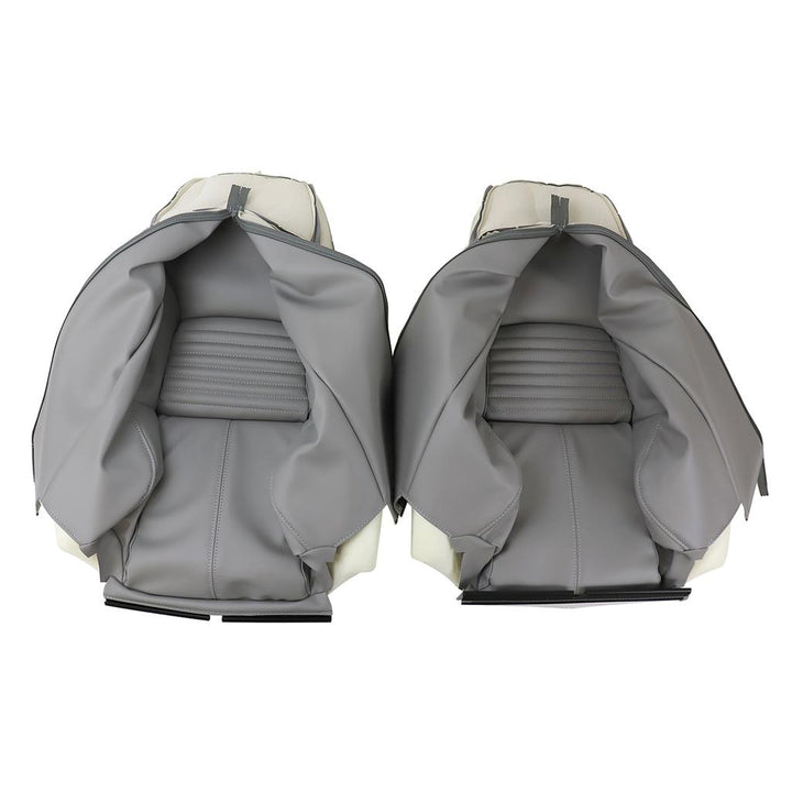 Mounted Leather-Like Vinyl Seat Covers - Gray detail
