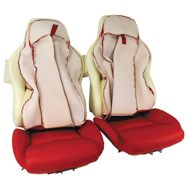 Mounted Leather-Like Vinyl Seat Covers - Torch Red
