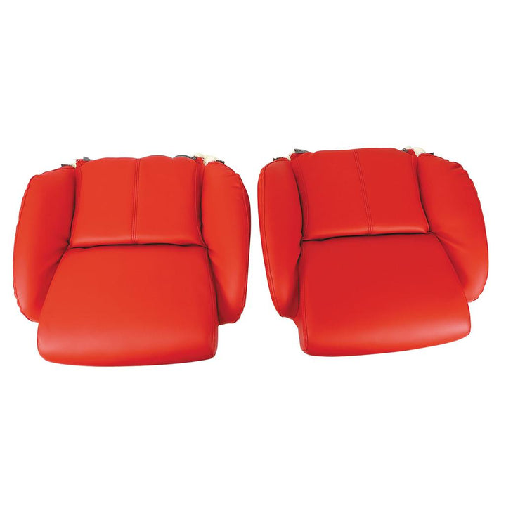 Mounted Leather-Like Vinyl Seat Covers - Torch Red detail