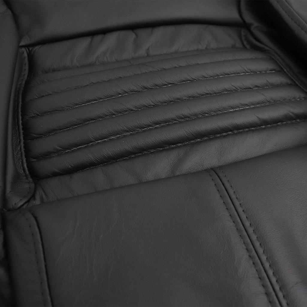 OE Style Embroidered Leather Seat Covers - Black detail