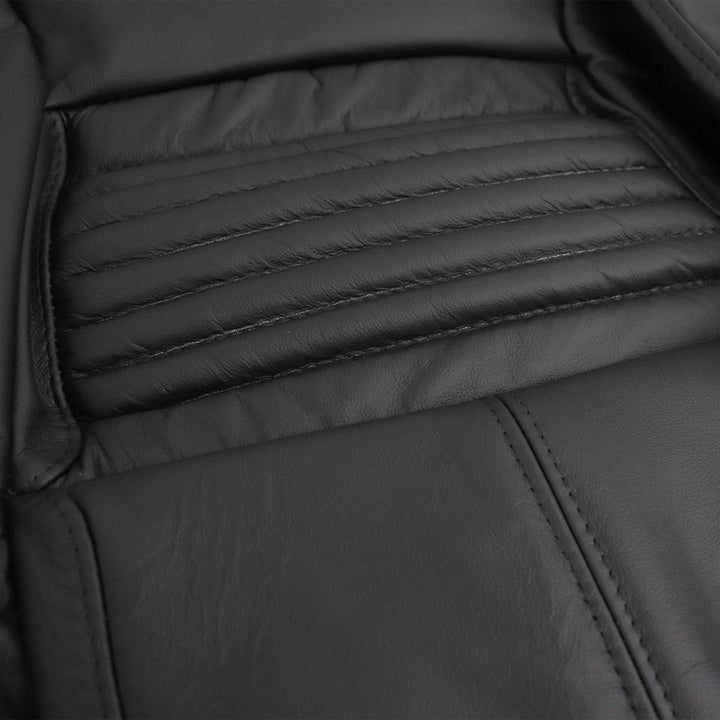 OE Style Embroidered Leather Seat Covers - Black detail