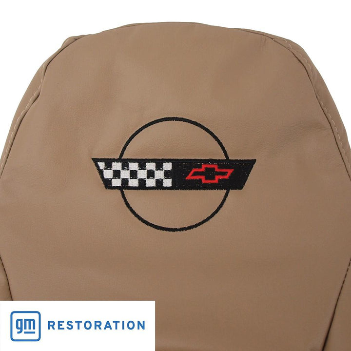 OE Style Embroidered Leather Seat Covers - Beige detail