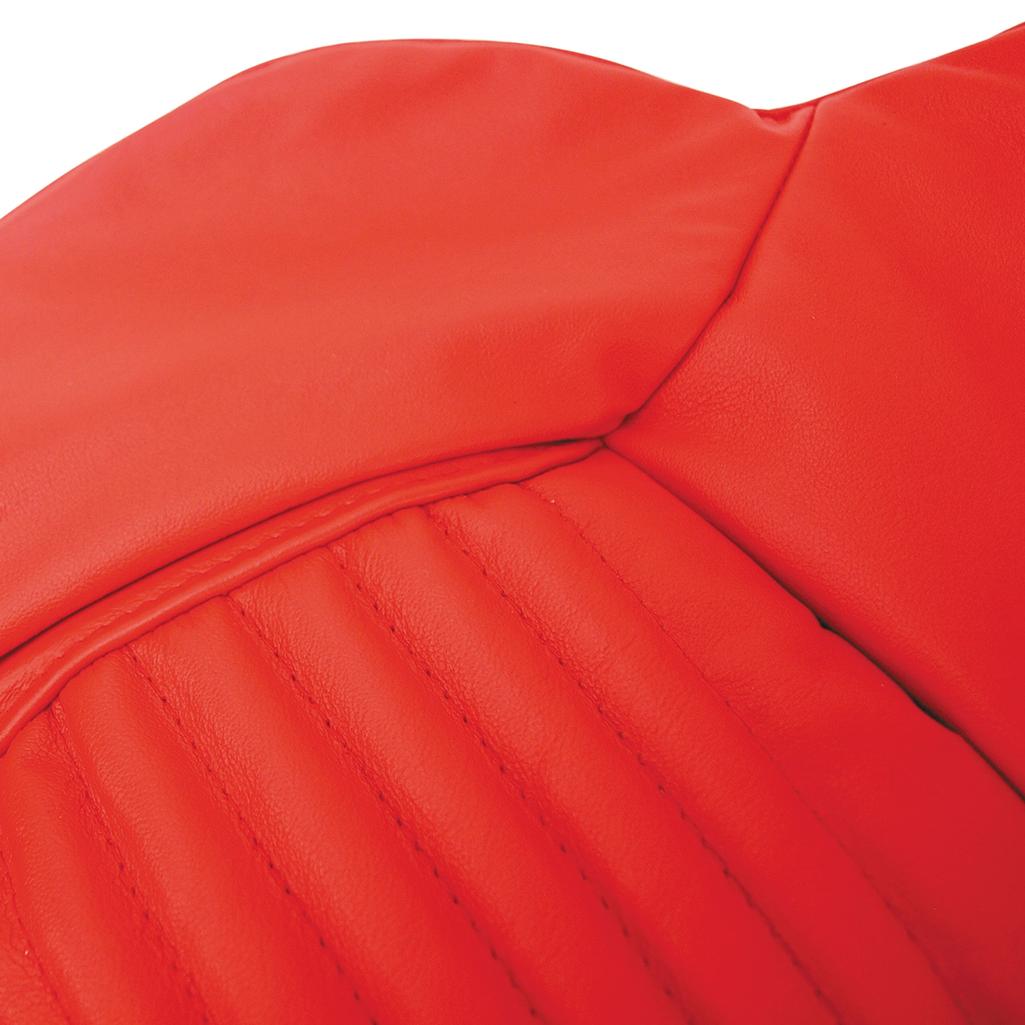 OE Style Embroidered Leather Seat Covers - Torch Red detail