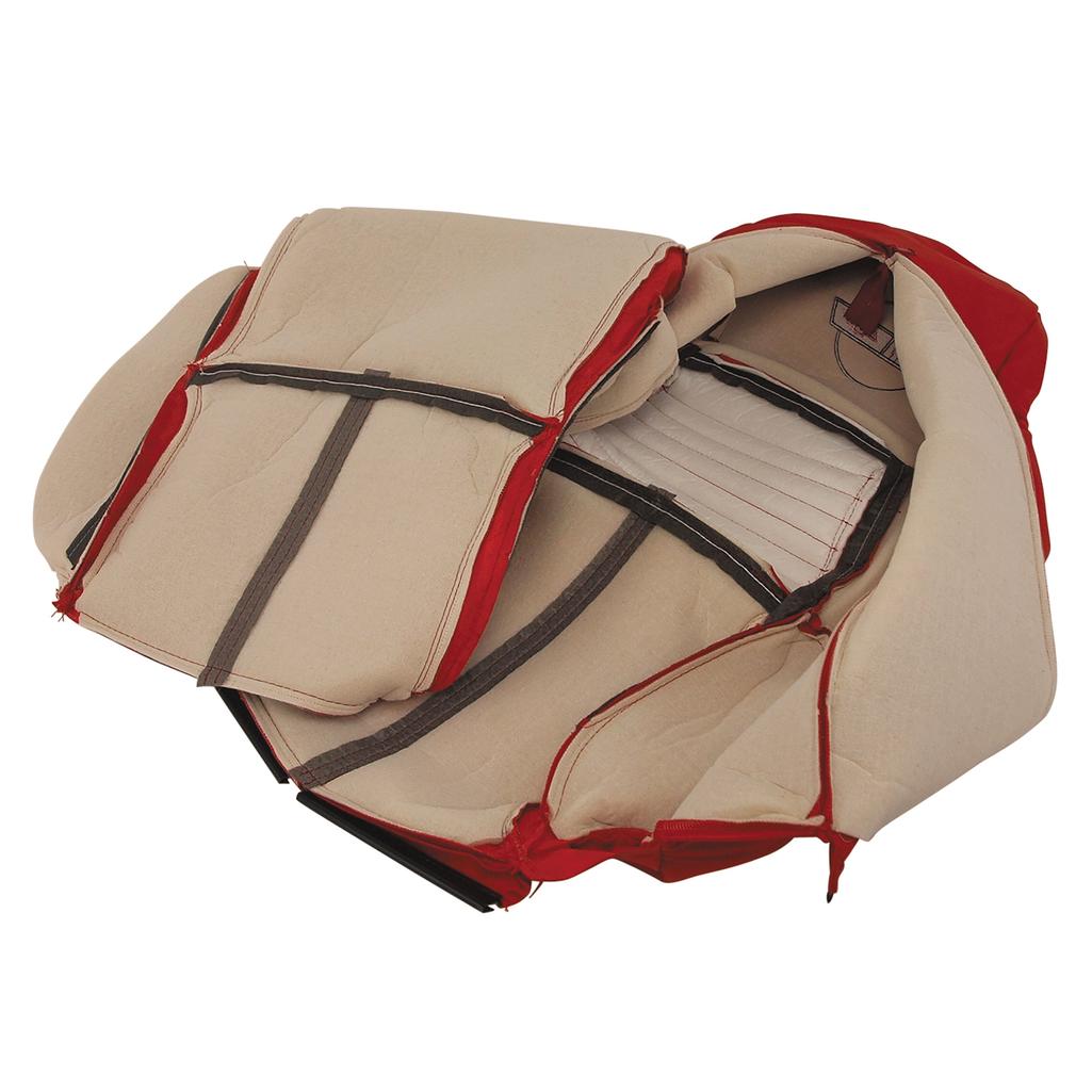 OE Style Embroidered Leather Seat Covers - Torch Red detail