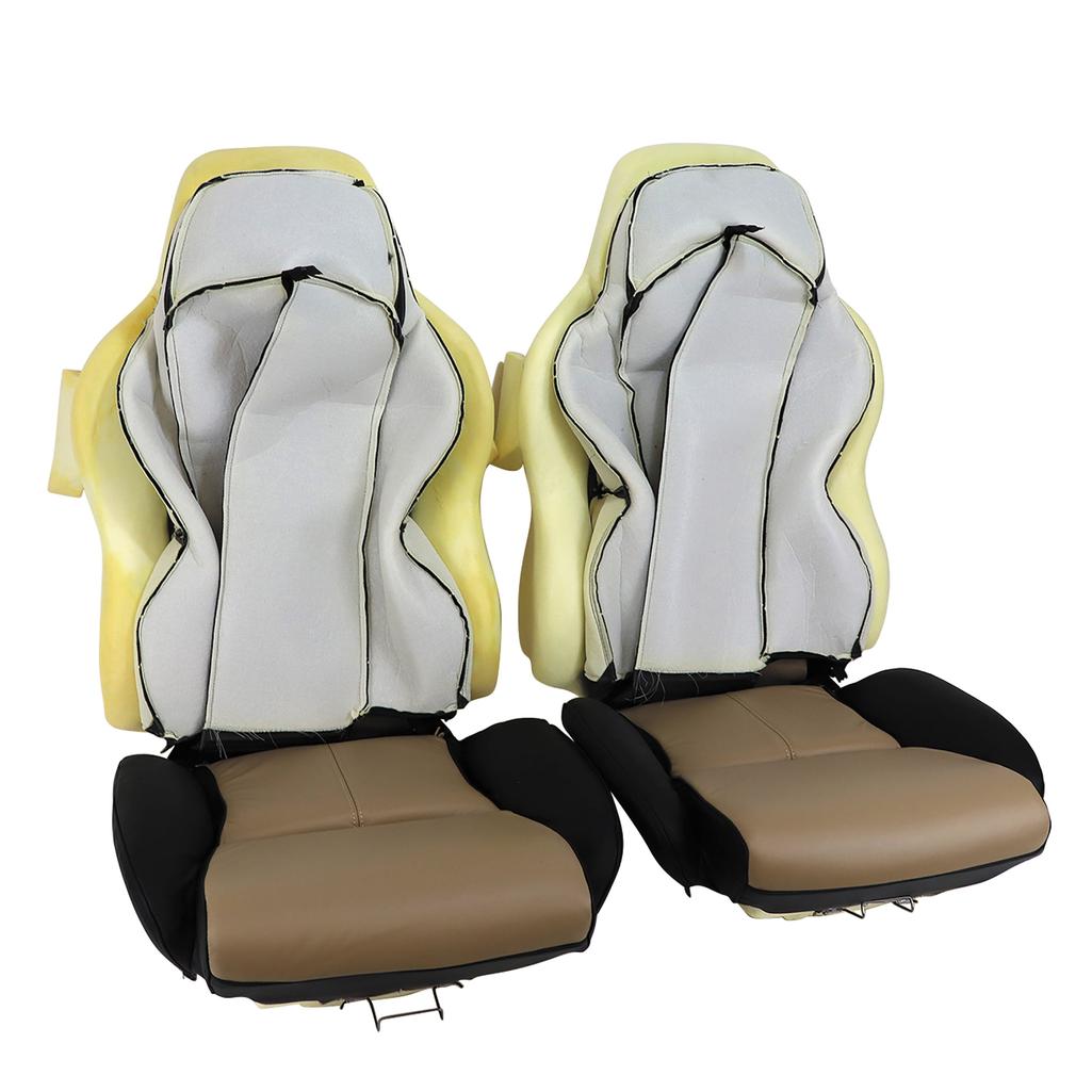 Mounted Leather 2-Tone Seat Covers - Black & Beige