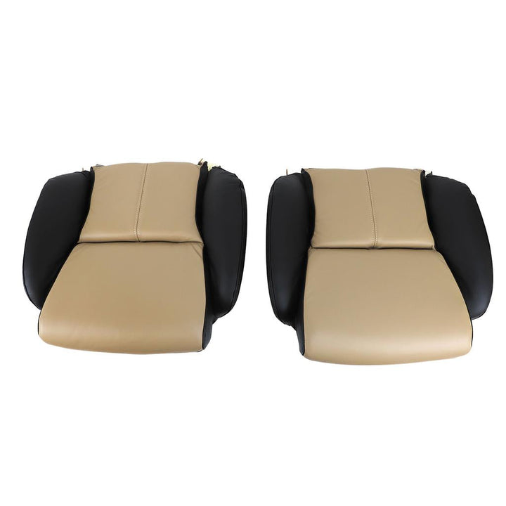 Mounted Leather 2-Tone Seat Covers - Black & Beige detail