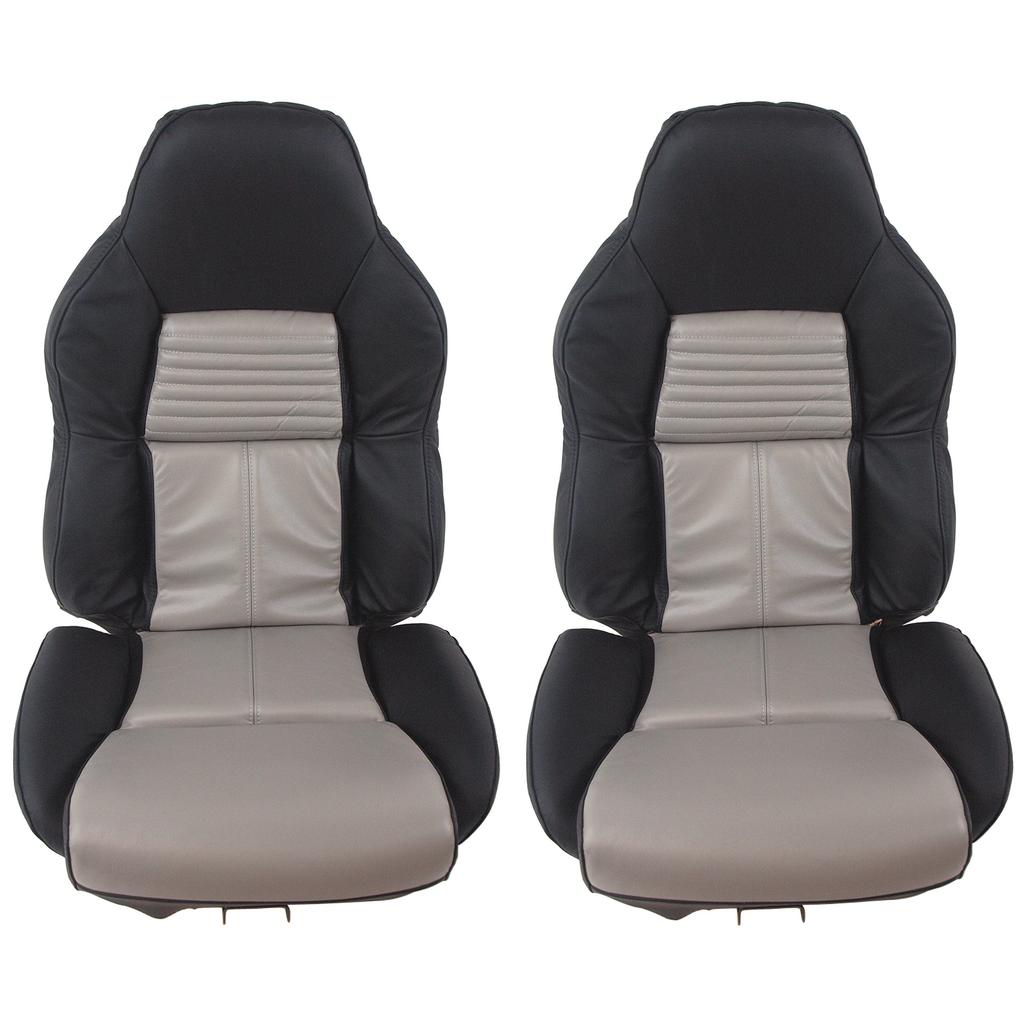 Mounted Leather 2-Tone Seat Covers - Black & Gray