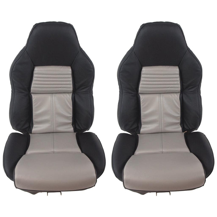 Mounted Leather 2-Tone Seat Covers - Black & Gray